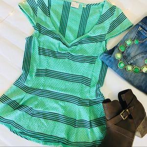 Anthropologie Postmark Teal Navy Peplum Medium